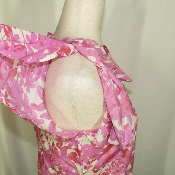 Candace Cameron Bure Pink Floral Flutter Sleeve Woven Top Size XXS - Picture 8 of 15